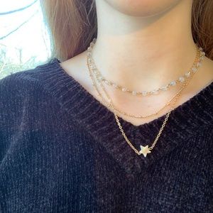 gold marble star charm necklace